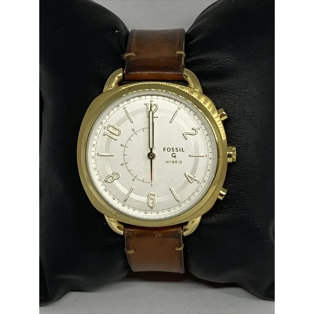 Fossil FTW1201 Women's Brown Leather Analog White Dial Hybrid Smartwatch XX727